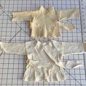 Vintage 1950s Baby Wrap Kimono Jackets – Ribbed Cotton Infant Layette